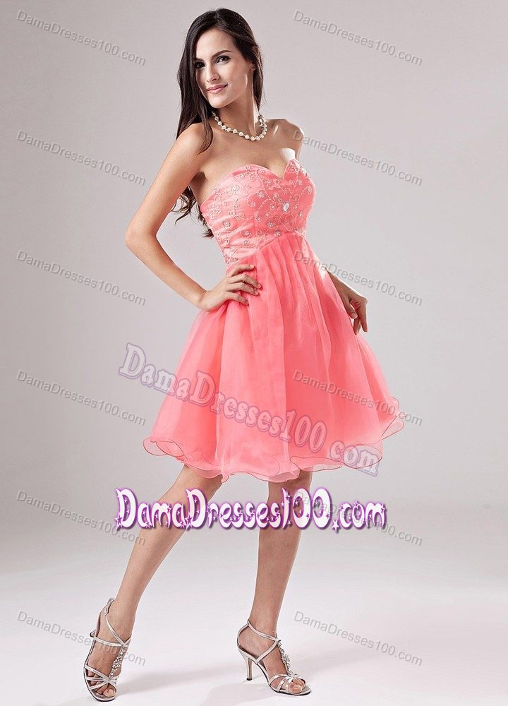 Sweetheart 15 Dresses For Damas with Beading in Watermelon Red