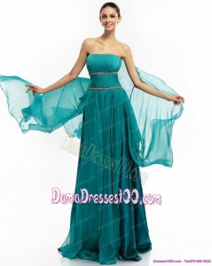 2015 Inexpensive Strapless Dama Dresses with Ruching and Beading