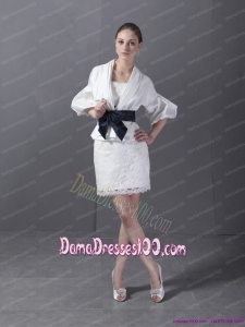 2015 Lovely Strapless White Dama Dress with Lace and Belt