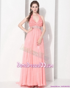 2015 Exclusive Halter Top Dama Dresses with Beading and Ruching
