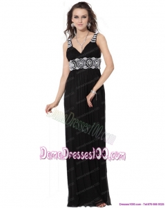 2015 Pretty Black Long Dama Dresses with White Appliques