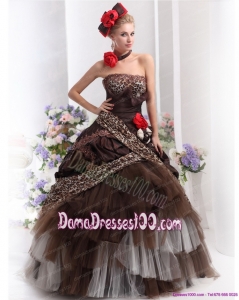 Perfect Leopard Multi Color Dama Dresses with Hand Made Flowers