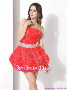 Strapless Short Fabulous Dama Dresses with Rolling Flowers and Beading