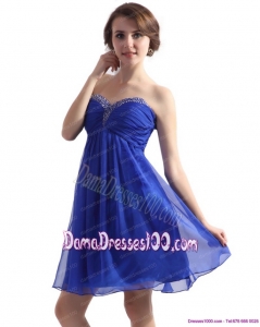 Sweetheart Ruffled Blue 2015 Fabulous Dama Dresses with Beading
