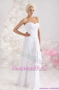 2015 Sophisticated Ruching Floor Length Long Dama Dress in White