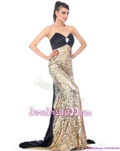 Luxurious Brush Train 2015 Fabulous Dama Dresses with Ruching and Sequins