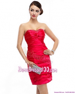 Red Strapless 2015 Plus Size Dama Dresses with Ruching and Beading