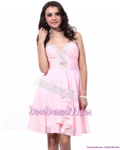 Fashional Baby Pink Dama Dresses with Beading and Ruching