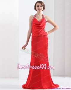 Remarkable Backless Halter Top Dama Dresses in Coral Red