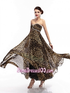 Cheap Sweetheart Leopard Floor Length Dama Dress for 2015