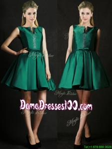 2016 Classical A Line Green Short Dama Dress with Beading and Belt