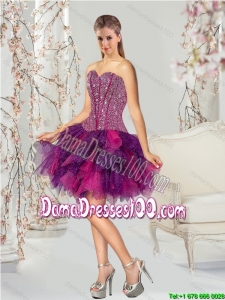 2015 Detachable Multi-color Group Buying Dama Dresses with Beading and Ruffles