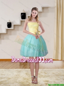 2015 Junior Strapless Multi Color Dama Dresses with Bowknot