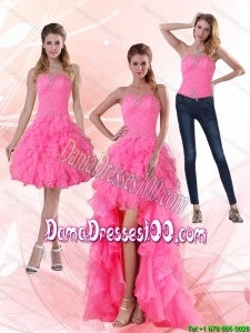 2015 Most Popular Strapless Group Buying Dama Dresses with Beading and Ruffled Layers