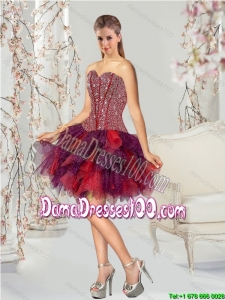 2015 Summer Beautiful Beading and Ruching Multi-color Dama Dresses