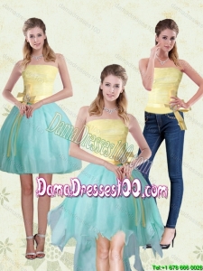 Exclusive Strapless High Low 2015 Summer Dama Dress with Bowknot For Quinceanera