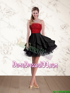 2015 Fall New Style Strapless Beaded Dama Dresses For Quinceanera in Red and Black