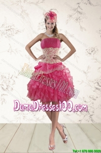 2015 Strapless Group Buying Dama Dresses with Appliques and Ruffles