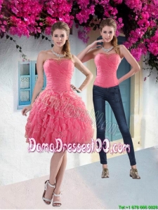 Beautiful 2015 Summer Strapless Watermelon Dama Dresses with Beading and Ruffles