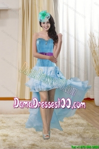 High Low Sweetheart Group Buying Dama Dresses with Ruffles and Beading