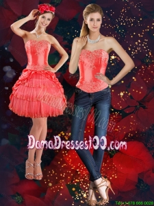 Junior Strapless 2015 Dama Dress with Beading and Pick Ups