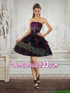 Ball Gown Strapless Multi Color Dama Dresses with Ruffles and Embroidery 2015 Summer
