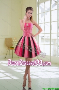 Beautiful Multi Color Beaded Sweetheart Group Buying Dama Dresses with Ruffles