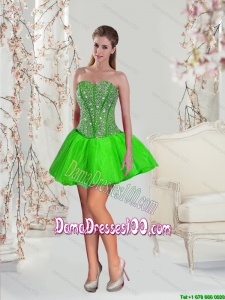 Detachable Beading and Ruffles Dama Dresses in Spring Green for 2015