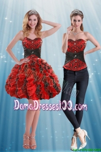 Multi Color Sweetheart Group Buying Dama Dresses with Appliques and Ruffles