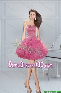 Gorgeous Ball Gown Pink Sweetheart Beading Dama Dresses