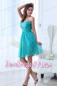 2014 Most Popular Aqua Blue Sweetheart Knee-length Dama Dress with Beading