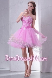 Sweetheart Rose Pink Mini-length Dama Dress with Appliques