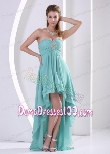 Custom Made Sweetheart High-low Turquoise Dama Dress