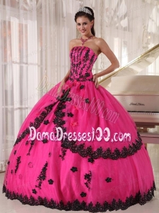 Hot Pink Ball Gown Sweetheart Floor-length Organza Paillette Quinceanera Dress