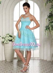 Customize Aqua Blue Sweetheart Beaded Dama Dress