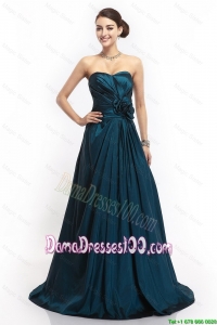 Pretty Sweetheart Hand Made Flowers Dama Dresses in Navy Blue