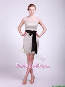 Cute Column Grey Dama Dresses with Sash and Ruching