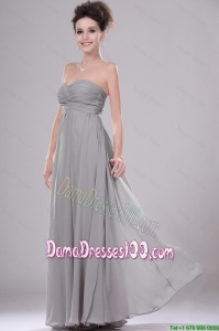 Most Popular Chiffon Grey Dama Dresses with Ruching for 2016