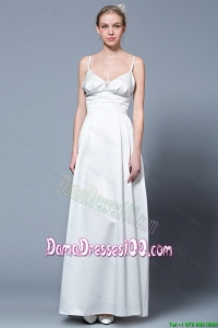 2016 Empire Spaghetti Straps Simple Dama Dresses in White