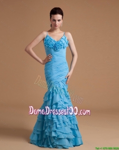 Perfect Mermaid Ruffles Dama Gowns with Hand Made Flowers