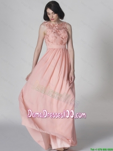 New Style Scoop Pink Dama Dresses in Lace for 2016 Spring