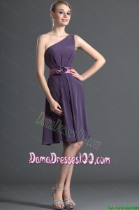 Most Popular Belt and Hand Made Flower Purple Dama Dresses for 2016