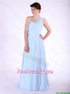 Most Popular Brush Train Ruched Dama Dresses with One Shoulder