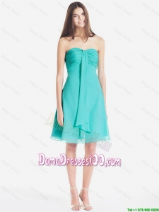 Classical Ruched Short Dama Dresses in Turquoise