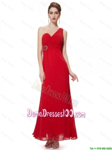 Perfect Empire One Shoulder Red Dama Dresses with Beading