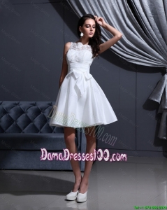 New Style White A Line Dama Gowns with Lace and Bowknot