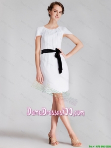 2016 Wholesales Short Scoop White Dama Dress with Sashes