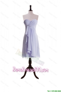 New Style Lavender 2015 Short Dama Dresses with Ruching and Ruffles