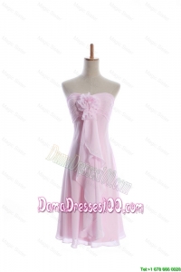 Romantic Empire Strapless Dama Dresses with Hand Made Flowers