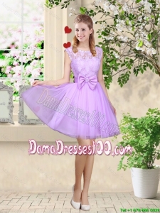 Decent Bateau A Line Dama Dresses with Lace and Bowknot